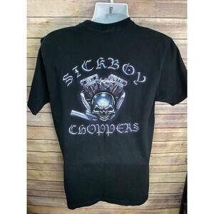 Sick Boy Choppers T-Shirt Size Large Black Short Sleeve Skull Graphic Tee